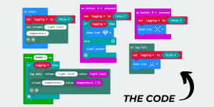 Screenshot of block code for the Microbit